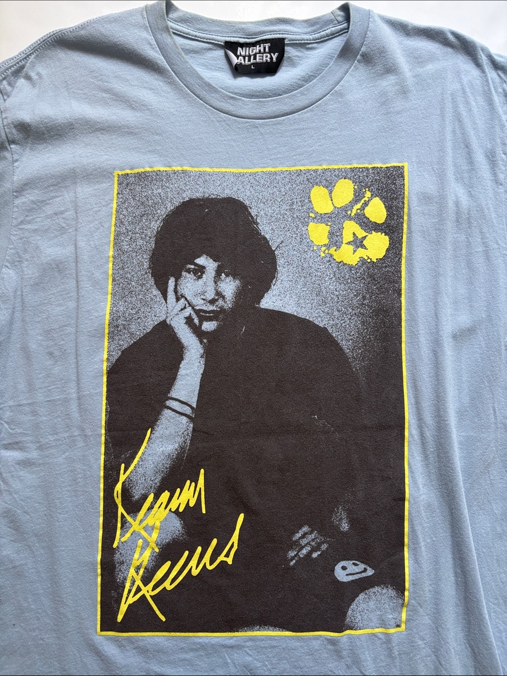 DOGSTAR Keanu Reeves Light Blue Graphic Tee - Yellow & Black Print